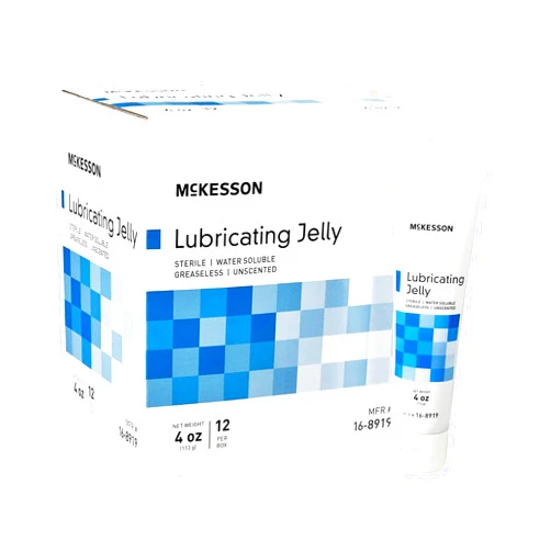 McKesson Lubricating Jelly, 4 oz [12 Count] Water Based Non-Sticky Lube, Water Soluble Lubricant Gel - for Surgical, Medical, Personal – Sterile Tube