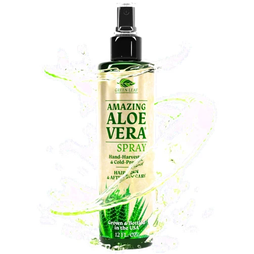 Green Leaf Naturals Green Leaf Aloe Vera Spray 99% Pure Cold-Pressed Aloe Vera Juice, for Hair, Skin & Face Moisturizer, Fast Absorption After Sun Care, Sunburn Relief & Solar Recovery Spray| 12oz |Aloevera Body Spray