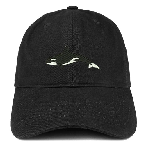 Trendy Apparel Shop Orca Killer Whale Embroidered Brushed Cotton Dad Hat Cap