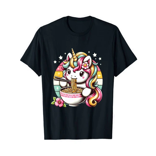 Kawaii Artwork Co Japanese Unicorn Ramen Kawaii Neko Japanese Noodles Aesthetic T-Shirt