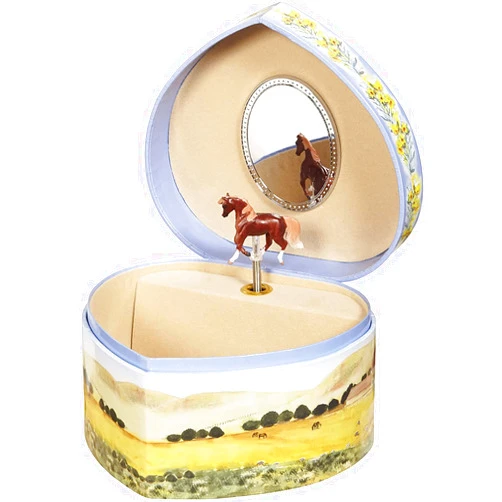 Enchantmints Love Of Horses Heart Musical Jewelry Box for Girls Jewelry Items – Boys Treasure Chest to Store Coins Bands & Accessories – Ideal for Birthdays Valentine's Gifts