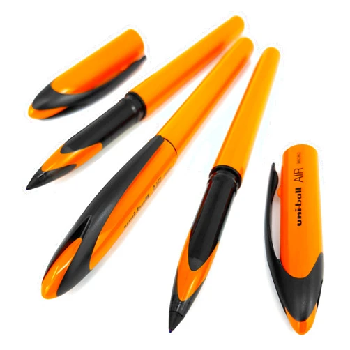 AIR Micro Uni-Ball AIR Micro - 0.5mm Fine Rollerball - Blue Ink - Orange Barrel - 6 Pack