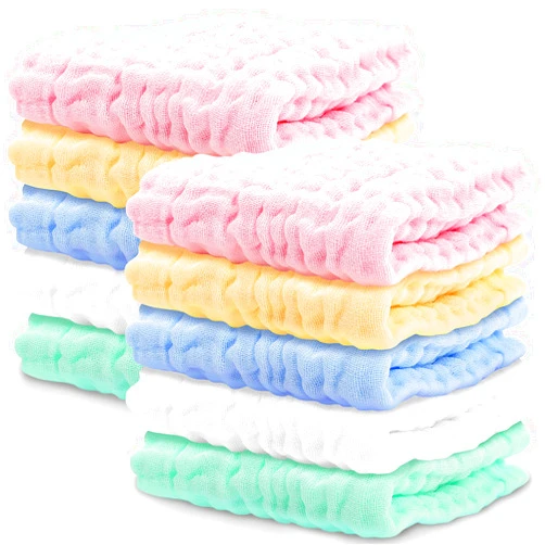 CLRBEATTY 10 Pack Muslin Baby Washcloths,Soft Natural Baby Muslin Wash Cloth,100% Cotton Muslin Washcloth for Baby Registry as Shower,Breathable Baby Face Towel Burp Cloths for Sensitive Skin Baby