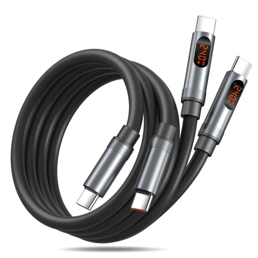 Excgood USB C to USB C Cable, 240W Fast Charging Type C Charger Cord with LED Display for MacBook Pro iPhone 17 16 Pro Max 15 iPad Air5 USB-C Laptops Galaxy S26 S25 Ultra Android Phones, 4ft 2-Pack