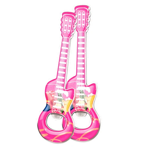 LanHong 2 Piece/Set Guitar Bottle Opener Creative Music Beer Opener, Guitar Shaped Bottle Opener for Music Guitar Lover(Rose Red)