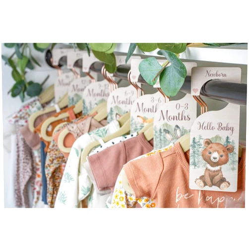 Kistler Family Products Baby Closet Dividers | Woodland Nursery Decor Closet Dividers for Baby Clothes | Hanging Wooden Baby Clothes Dividers for Closet | NB - 24 Month Baby Closet Size Dividers