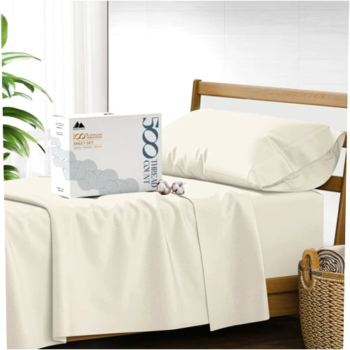Mayfair Linen Twin XL Cotton Sheets - 500 Thread Count 100% Cotton Twin XL Sheets Set, 3 PC Twin XL Sheets, Luxury Sateen Sheets, Dorm Rooms & Adults, 16