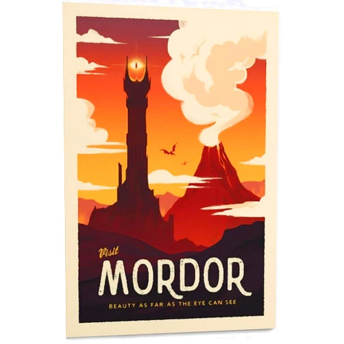 OJAFBUJA Middle Earth Vintage Travel Poster Mordor Metal Tin Sign Wall Art Vintage Sign for Home Coffee Shop Kitchen Bedroom Cafe Bar Wall Decor 8x12 Inch