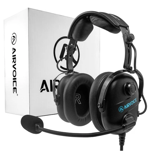 AIRVOICE Aviation Headset for Pilot with Stereo Mono Compatibility and 25 dB Passive Noise Cancellation, PNR General Aviation Headset with Noise Canceling Microphone, Adjustable Headband, Lightweight