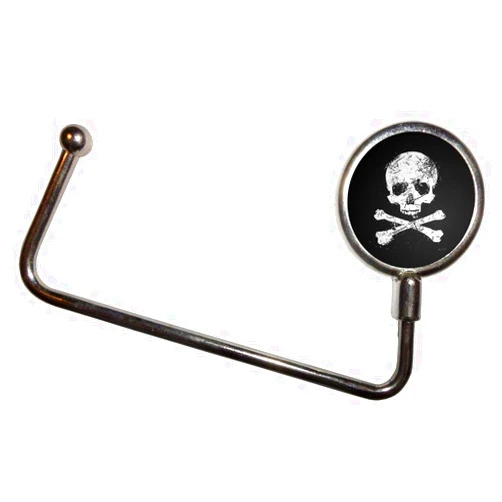 BadgeBeast.co.uk Distressed Skull and Crossbones - Handbag Table Hook Hanger