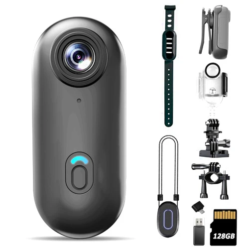 Catchallway 4K 128GB Mini Body Camera - Magnetic Thumb-Sized Action Cam with Video & Audio Recording, Hands-Free, Waterproof, Suitable for Vlog Creation, Work Record, Pet Walking, Travel Shooting & Daily Use