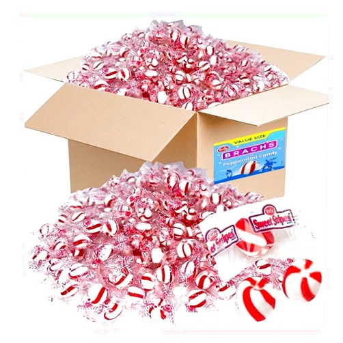Maryse's Place Bobs Sweet Stripes Soft Peppermint Candy Balls, 4 lbs of Holiday Classic Christmas Candy Bulk, Stocking Stuffer, Individually Wrapped Red and White Striped Peppermint Puffs