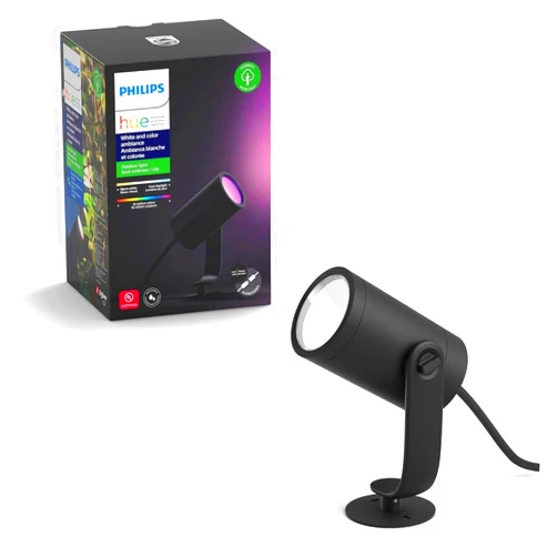Philips Hue Lily Outdoor Smart LED Spotlight - White & Color Ambiance - Low Voltage Landscape Lighting - 1 Pack - Requires Bridge and Power Supply - Control with App and Voice - Weatherproof