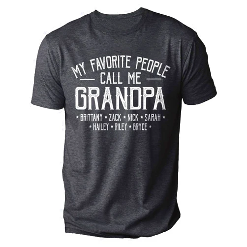 IZI POD Personalized Grandpa Kids Name Shirt, Custom New Grandpa Father's Day Shirt, Customized Gift