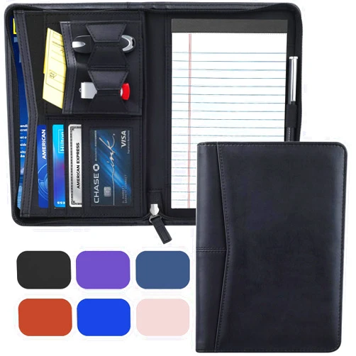 Gorbado Small Portfolio Organizer, A5 Zippered Business Portfolio, Junior Padfolio Folder Binder for Women & Men, 5 x 8 Writing Pad Included, Black