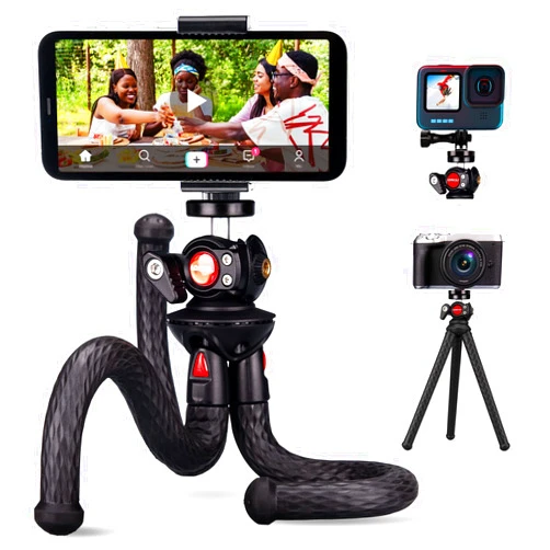 Lammcou Phone Flexible Tripod Actioncam Lightweight Vlogging Bendable Travel Octopus Gorilla Portable Mini Tripods DSLR Hero 12 11 10 trípode for Vlogging Video Recording