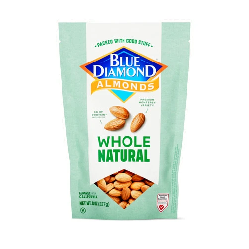 Blue Diamond Almonds, Premium Whole Natural Snack Nuts Non GMO Perfect for Healthy Snacking with 8 Grams of Protein, 8 Ounce (Pack of 1)