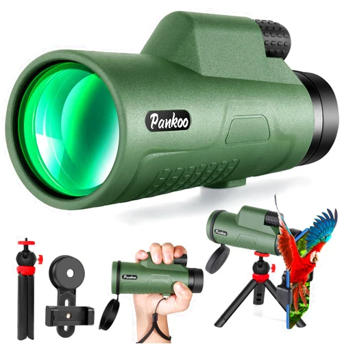 Pankoo 12x50 HD Monocular Telescope for Adults with Smartphone Adapter Tripod Hand Strap - High Power Monoculars Equipped with Large BAK4 Prism & FMC Lens - Suitable for Bird Watching Sports Hiking Traveling