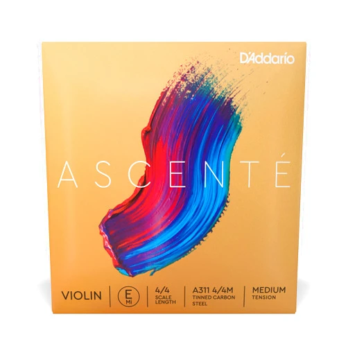 D'Addario Ascente Violin Strings - Violin Strings with Ball Ends, Synthetic Core - A311 4/4M - E String - 4/4 Scale - Medium Tension
