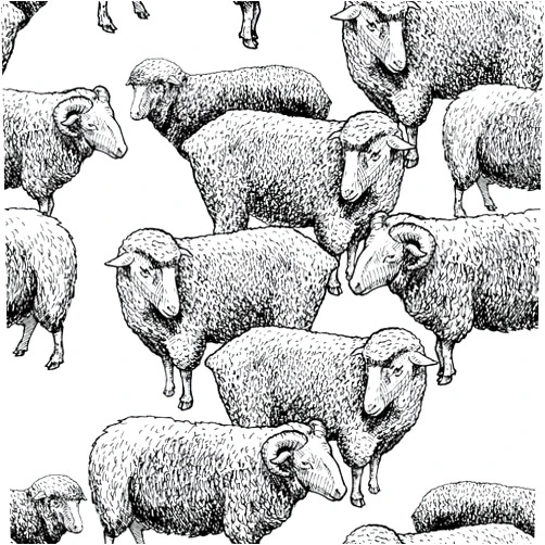 FLFK Sheep Peel and Stick Wallpaper,Hand-Drawn Sheep Pattern Decals,Country Farmhouse Style, Self-Adhesive, 16 x 64 Inch