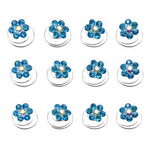 Newstarfactory Rhinestone Studded Collection Flower Spiral Hair Pin Pack of 12 (Sky Blue)