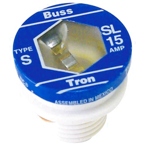 Bussmann SL-15PK4 15 Amp Time Delay Loaded Link Rejection Base Plug Fuse, 125V UL Listed, 4-Pack , Blue