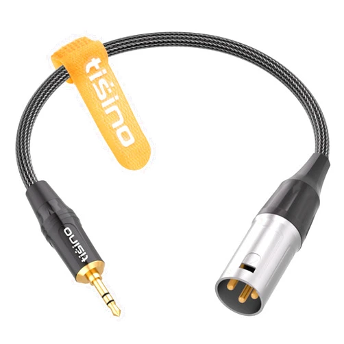 tisino 3.5mm to XLR Balanced Cable Adapter, Gold-Plated 1/8 inch Mini Jack Aux to XLR Male Mono Audio Cord for Cell Phone, Laptop, Speaker, Mixer - 1ft