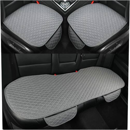 West Llama Linen Car Seat Covers,Bottom Seat Covers for Cars Include 1 Pair Front Driver Seat Pad Mat and 1 Rear Bench Cover Universal Fits 90% Vehicles,SUVs,Cars,Sedans(3Piece-Gray)