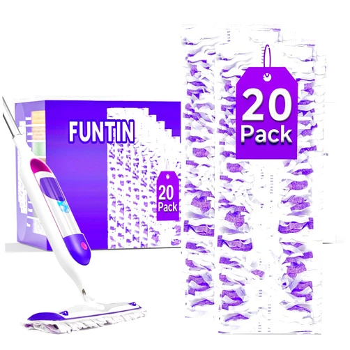 Funtin Power Mop Pads for Swiffer PowerMop, Unscented Disposable Mop Refills, Thickened Multi-Surface Replacement Mopping Pad, Dry & Wet Use for Floor Cleaning, 20 Packs