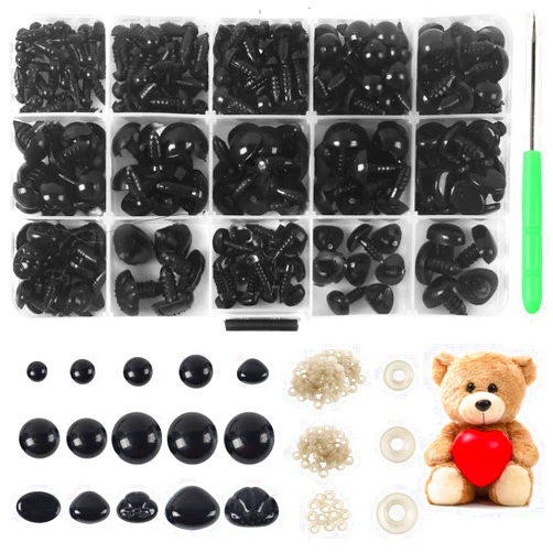Yexixsr 566PCS Safety Eyes and Noses for Amigurumi, Stuffed Crochet Eyes with Washers, Craft Doll Eyes and Nose for Teddy Bear, Crochet Toy, Stuffed Doll and Plush Animal (Various Sizes)