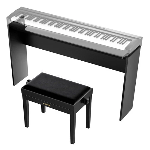 Starfavor L85 Piano Keyboard Stand with Piano Bench Adjustable Wooden Furniture Stand Heavy Duty Compatible for Yamaha Keyboard P-45/P-71/P-125/P-128