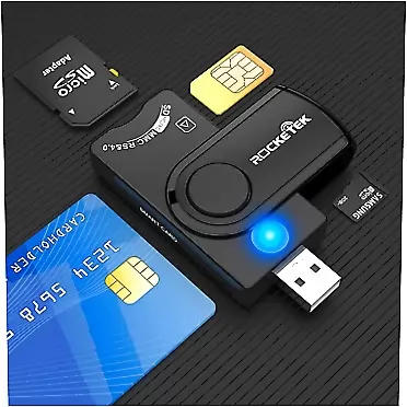 MTAKYI Smart Card Reader USB 4 Ports , Mtakya DOD Military USB Common Access CAC Card,SDHC/SDXC/SD&Micro SD Card Reader for SIM and MMC RS&4.0 Applicable System Windows, Linux/Unix