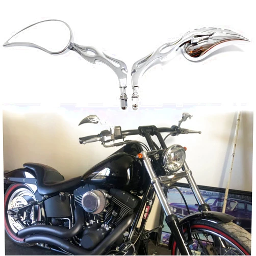 Rich Choices 8mm Chrome Motorcycle Teardrop Rearview Side Mirrors For Sportster XL 883 1200 Road King V-Rod Street Glide Electra Glide Dyna Softail 1990-2018