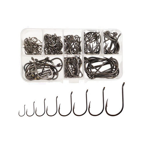 Beoccudo Fishing Hooks Freshwater Saltwater Fishing Gear Fishing Tackle Large Size Set, Worm Soft Bait Jig Fishhooks, Size 22 20 18 16 14 12 10 6