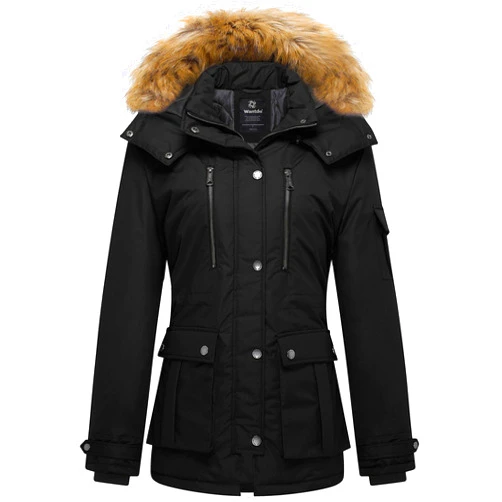 wantdo Women's Quilted Winter Coat Warm Puffer Jacket Thicken Parka with Removable Hood