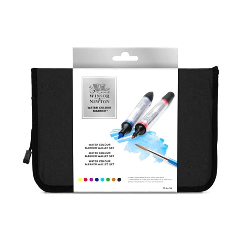 Winsor & Newton Watercolor 8 Markers Set Travel Artist Quality Painting Brushes