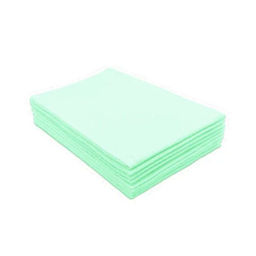 TIDI 917402 Ultimate Dental Bib, Green, 4 Layers, 13” W x 18” L (Pack of 500) ― Disposable Dental Bibs ― Embossed ― 3-Ply Tissue ― Poly Back to Help Prevent Leak-Through ― Nail Towels ― Tattoo Bibs