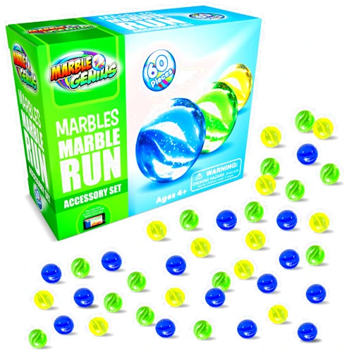 Marble Genius Marbles Accessory Add-On (60 Pieces), Compatible with All Marble Genius Marble Run Sets, Made with Durable Materials to Ensure Long-Lasting Fun for Kids and Adults Alike