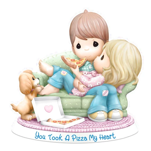 The Hamilton Collection Precious Moments You Took A Pizza My Heart Bisque Porcelain Figurine