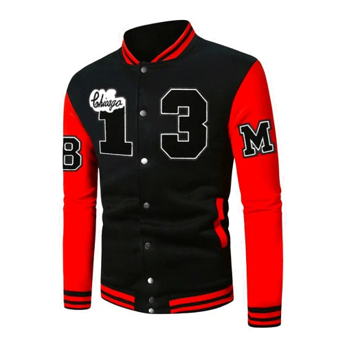 SOLY HUX Men's Color Block Letter Print Varsity Jacket Long Sleeve Baseball Jacket Bomber Coat