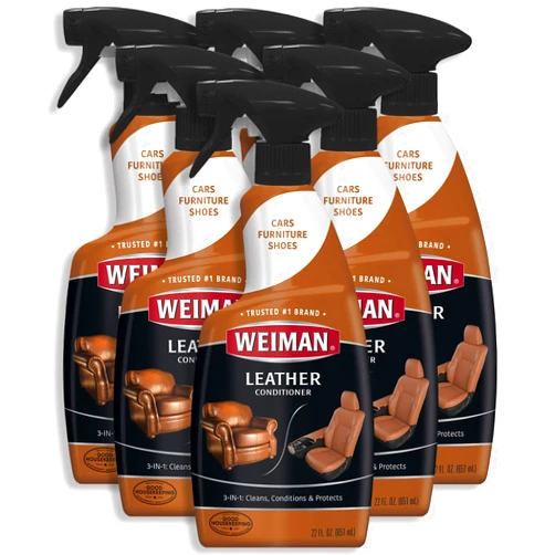 Weiman Leather Conditioner & Cleaner - Restores Surfaces, UV Protectants Help Prevent Cracking or Fading of Furniture, Sofa, Couch, Car Seats, Shoes, Purses, 6 Pack, 22 Oz