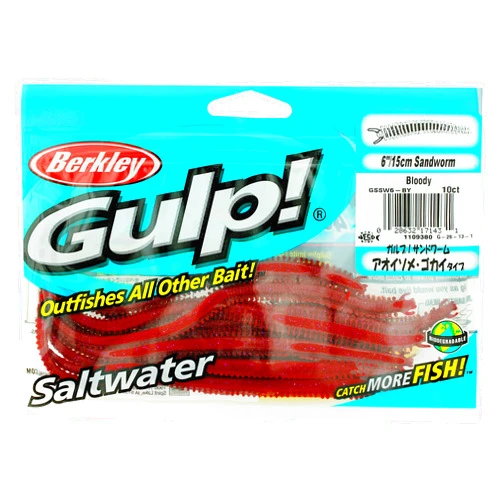 Berkley Gulp! Sandworm Soft Bait - Bloody - 6in | 15cm