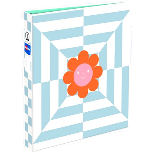 Avery 3 Ring Binder, 1 Inch Round Rings, Retro Collection, Flower Power (26802)