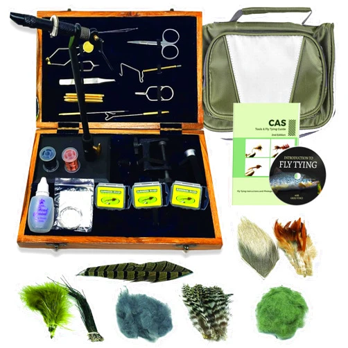 Creative Angler Colorado Angler Fly Tying Kit for Fly Fishing - Fly Tying Kit for Beginners & Enthusiasts, Includes Rotary Fly Tying Vise, Wooden Box and DVD Included