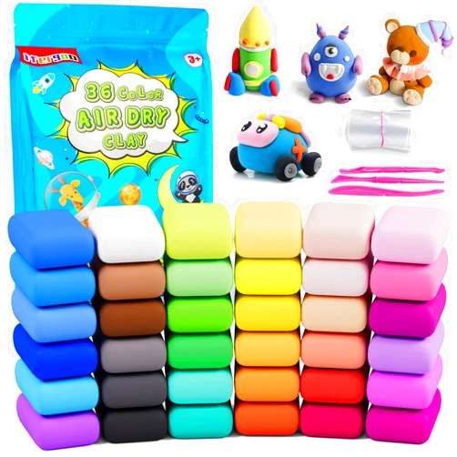 ifergoo Air Dry Clay, 36 Colors Magic Foam DIY Molding Clay for Slime add ins & Slime Supplies, Easy to use, Great Gift for Kids (Packaging May Vary)