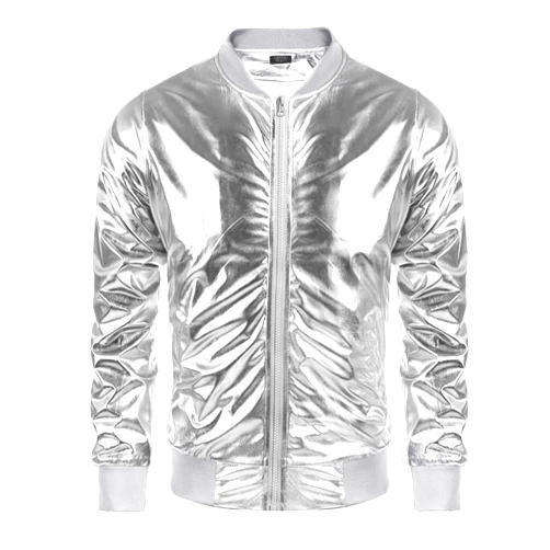 COOFANDY Men's Metallic Jacket 70s Disco Christmas Party Varsity Jacket Zip-up Baseball Bomber