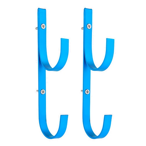 U.S. Pool Supply Pool Pole Hanger - 2 Blue Aluminum Pool Hooks for Poles - Equipment Fence Hook for Nets, Skimmers, Leaf Rakes, Vacuums, Vacuum Hoses, Telescopic - Attach Accessories, Holder Organizer