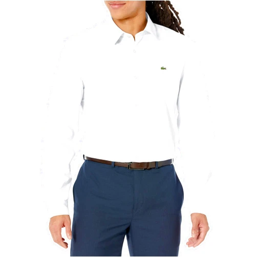 Lacoste Men's Long Sleeve Slim Fit Poplin Button Down Shirt