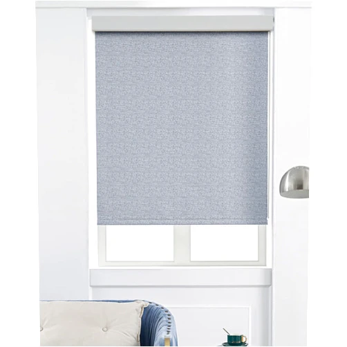 Persilux Custom Size 100% Blackout Roller Shades Window Blinds Striped Jacquard Thermal Insulated UV Protection Privacy Room Darkening Shades for Home Office, Easy to Install (Grey)