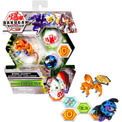 Bakugan Starter Pack 3-Pack, Fused Pharol x Gillator Ultra, Armored Alliance Collectible Action Figures